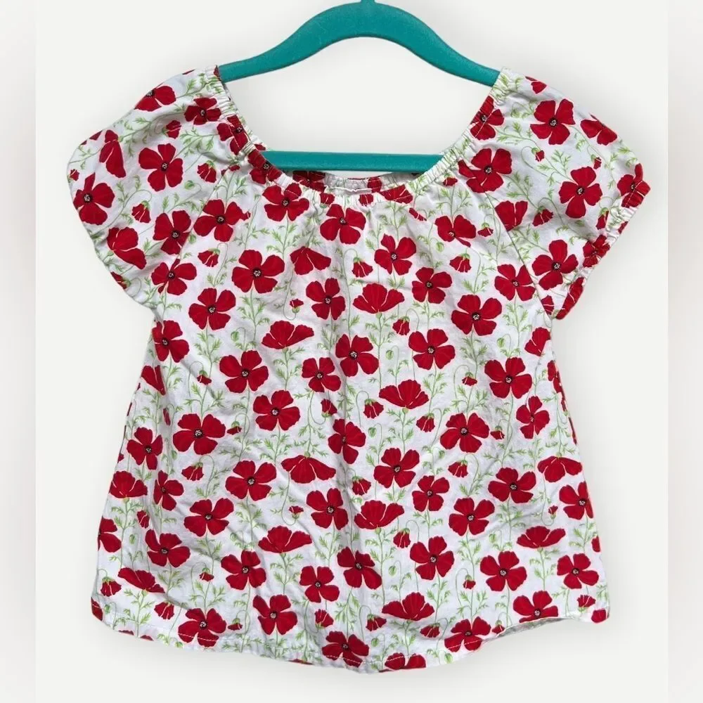 Gymboree Girls Toddler Kids Short Sleeve Floral Cotton Tank Top Shirt. 4. 4T.